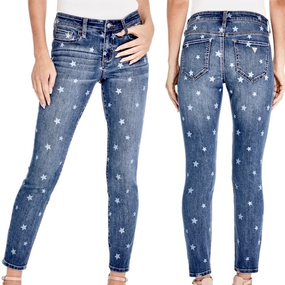 Guess Denim - HP🎉 Guess Jeans Tasha Star-Print Flattering mid-rise skinny jeans size 28